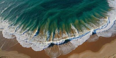 Top view waves on the beach background, Summer holiday vacation concept. photo