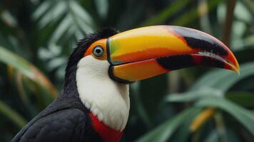 Toucan toco bird, colored bird with big beak. photo