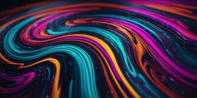 Vibrant neon swirl background with smooth transitions for trendy accessories and product concepts. photo