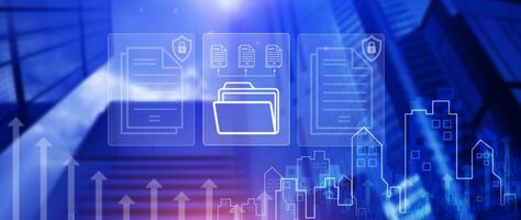 DMS concept, Document Management System DMS, searching and managing corporate files information. photo