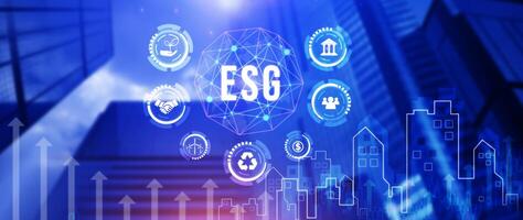 ESG, ESG icon concept for environmental, social and governance in sustainable and ethical business on the Network connection. photo