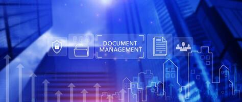 DMS concept, Document Management System DMS, searching and managing corporate files information. photo