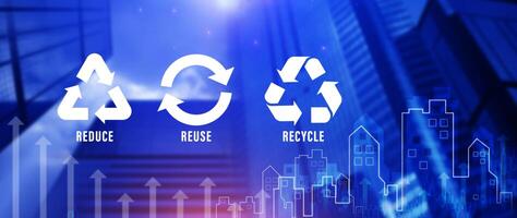 Reduce, reuse, recycle symbol, ecological metaphor for ecological waste management and sustainable and economical lifestyle, for background. photo