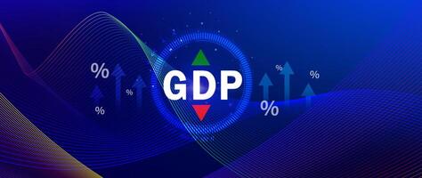 GDP business concept, GDP Gross Domestic Product Gross Domestic Product GDP improvement concept, Arrow and charts, Business growth measure for size of economy compiled for country. photo