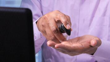 Using sanitizer liquid for preventing corona virus video
