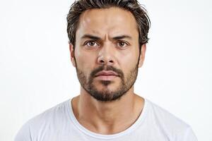 Portrait of a Man with a Stubble and a Serious Expression photo