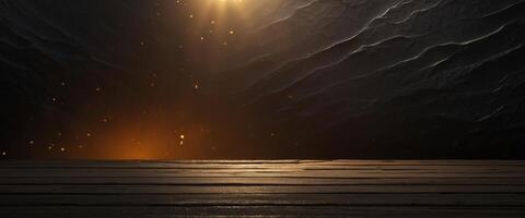 Universal background for a presentation with a black textured wall and sun glare of light. photo