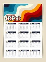 Abstract design 2025 Calendar Template vector