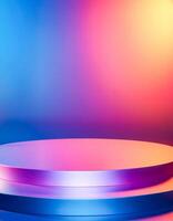 Abstract Blue and Pink Gradient Background with Round Platform photo