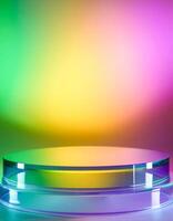 Glass Platform on Abstract Gradient Background photo