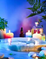Abstract Spa Setting with Ice and Candles photo