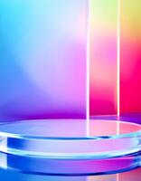 Abstract Background with Glass Platform and Colorful Gradient photo