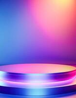 Abstract Neon Gradient Background with Circular Platform photo