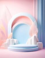 Abstract Pastel Minimalist Background with Platform for Product Display photo
