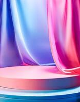 Abstract Pink and Blue Gradient Background with Round Platform photo