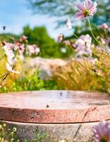Stone Podium in a Garden Setting photo