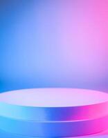 Abstract Neon Podium with Gradient Background photo
