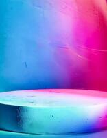 Blue and Pink Gradient Background with Circular Platform photo