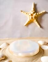 Seashell and Starfish Mockup on Sand photo