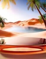 Golden Podium in Desert Landscape photo