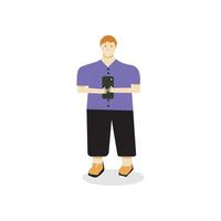 Men holding, using mobile phones set. Characters with smartphones in hands. Men cellphones, surfing internet, chatting. Flat graphic illustrations isolated on white background vector