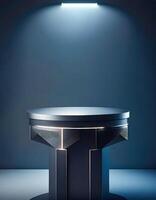 Minimalist Blue and Gold Pedestal for Product Display photo
