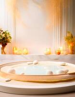 Minimalist Spa Setting with White Stones and Sand photo