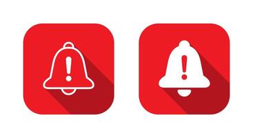 Warning notification bell icon on red square vector