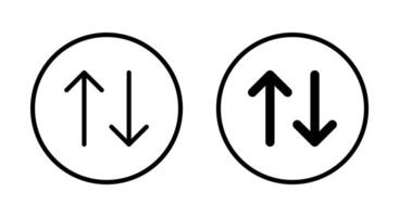 Arrow sort icon on circle line. Item sorting sign symbol vector