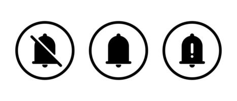 Bell notification icon set on circle line vector