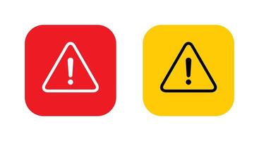Triangle warning sign icon on square background. Danger, caution symbol vector