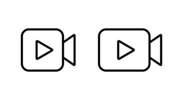 player icon in line style. Camera with play button vector