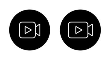 player icon on black circle. Camera with play button vector