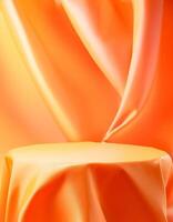 Abstract orange background with platform for product display photo