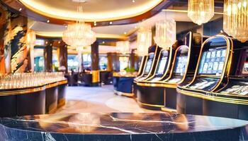 Marble Tabletop In A Luxurious Casino Setting photo