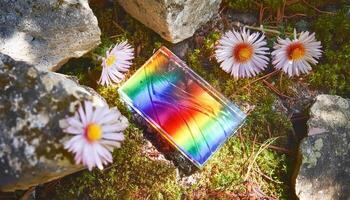 Rainbow Prism on Mossy Forest Floor photo