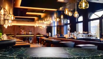 Empty Marble Table in a Luxurious Bar photo