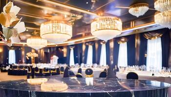 Black Marble Table in Elegant Event Space photo