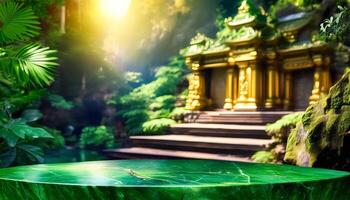 Green Jade Table in a Jungle Setting photo
