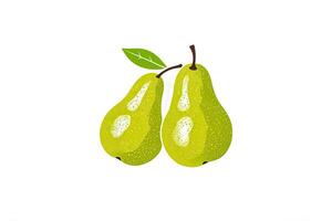 Green Pears with Leaf Isolated on White Background photo