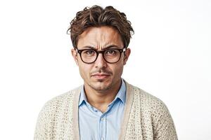 Portrait of a man with a skeptical expression photo