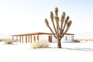 Minimalist Desert House with Yucca Tree photo