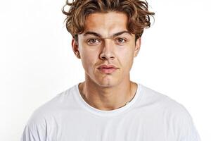 Portrait of a young man with a thoughtful expression photo