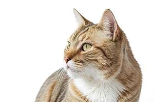 Close-up Portrait of a Ginger Tabby Cat with Green Eyes Looking to the Side photo