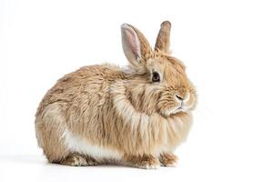 Fluffy Brown Rabbit Isolated on White Background photo