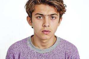 Young man with worried expression photo