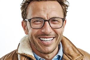 Portrait of a Smiling Man with Glasses photo