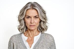Portrait of a woman with a serious expression photo