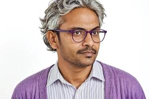 Portrait of a thoughtful middle-aged man with gray hair photo