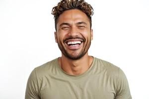 Portrait of a Happy Man Smiling and Laughing photo